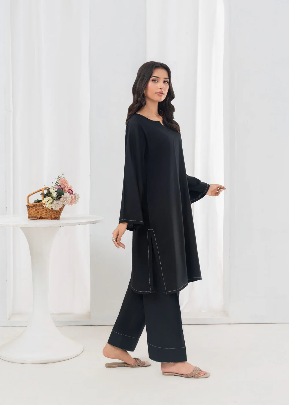 PLAIN BLACK FARSHI SHALWAR 2PCS - Image 3